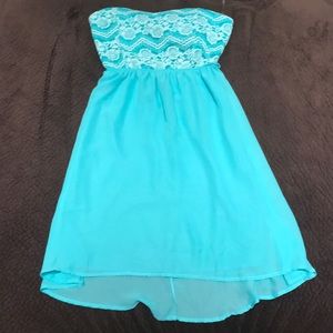 Strapless, lace detailed dress